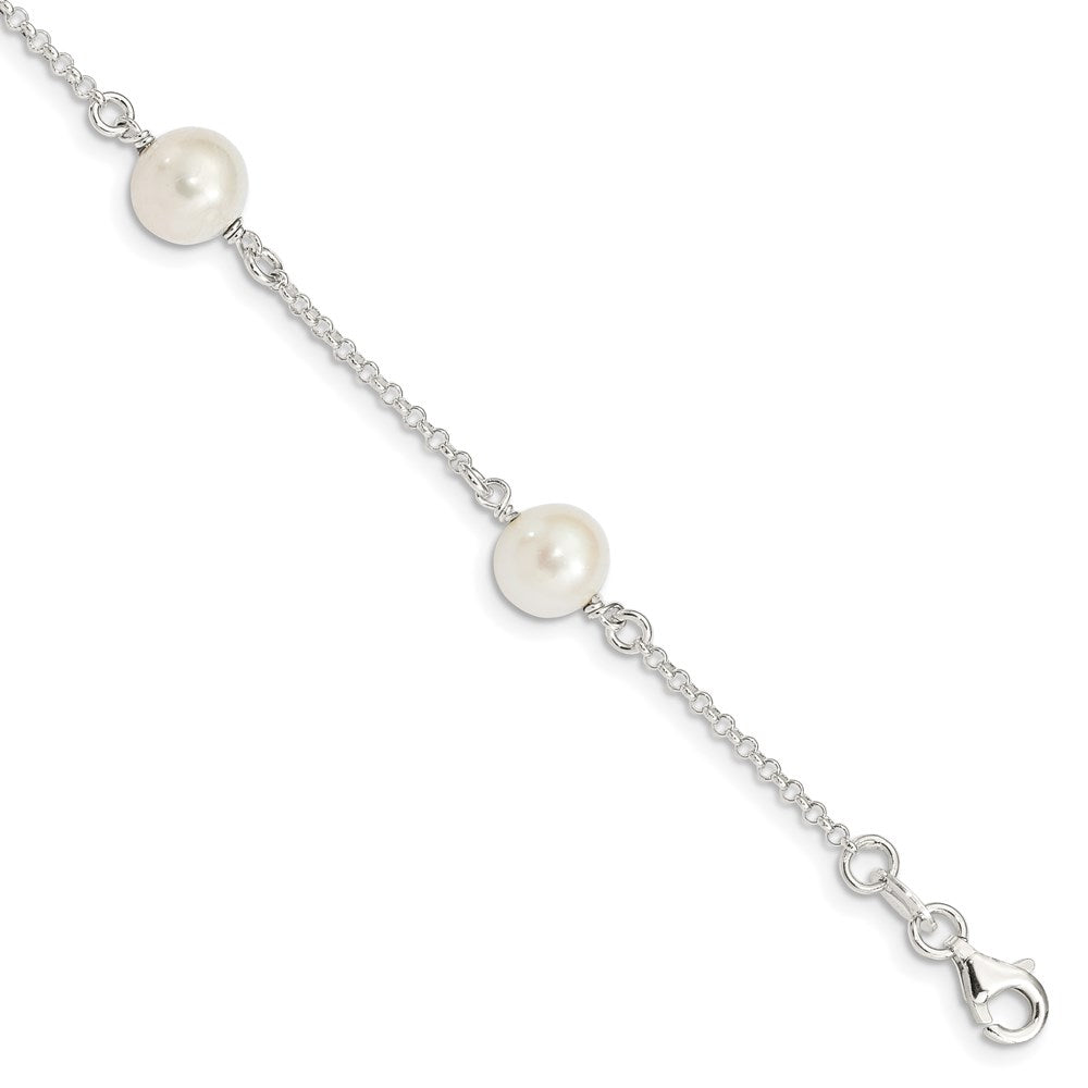 Sterling Silver FW Cultured Pearl Bracelet, 7.25 x 8 mm