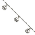 Sterling Silver Antiqued Claddagh Bracelet, 7 x 9 mm
