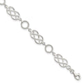 Sterling Silver Pretzel Circle Bracelet, 7.25 x 8 mm