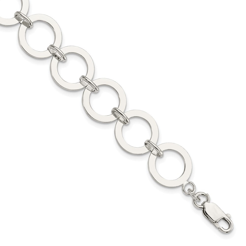 Sterling Silver Circle Link Bracelet, 7.5 x 13 mm