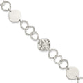 Sterling Silver Polished and Textured Fancy Link Bracelet, 7.5 x 15 mm