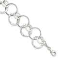 Sterling Silver Polished Textured Fancy Circle Link Bracelet, 7.5 x 17 mm