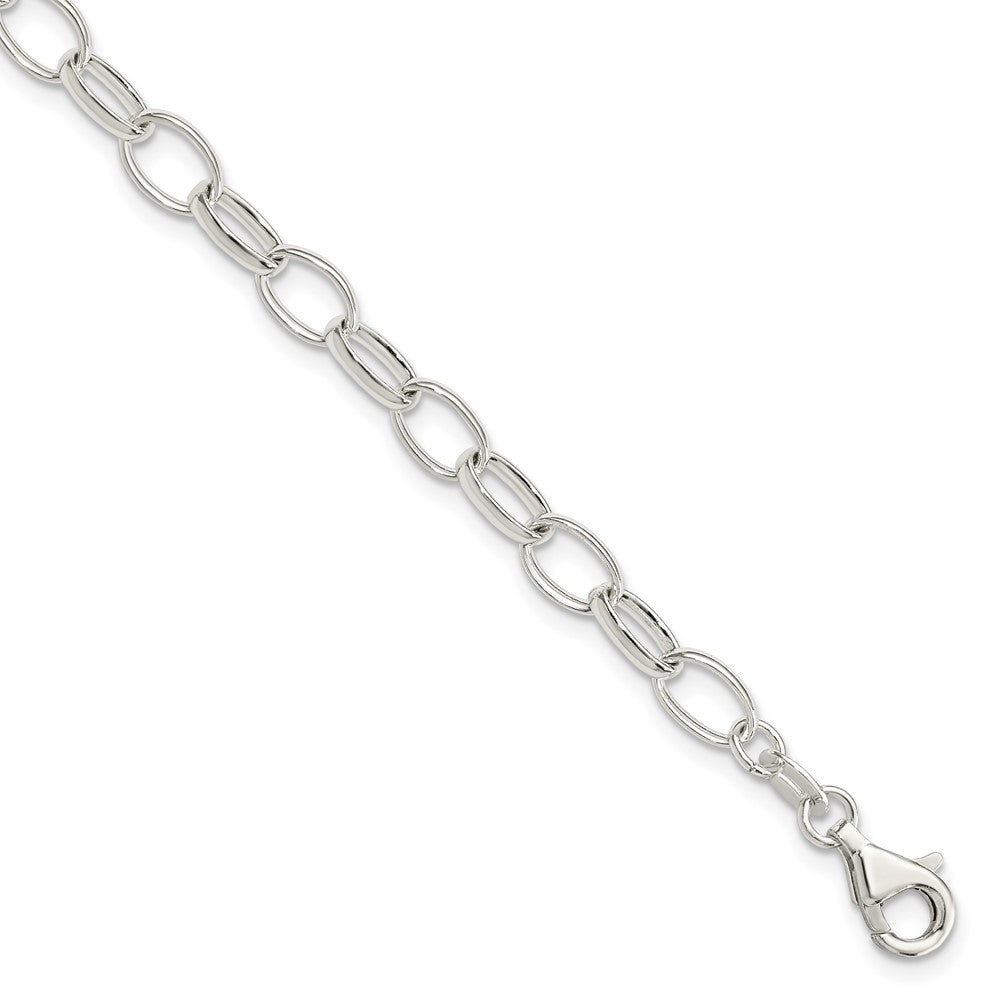 Sterling Silver Polished Fancy Link Bracelet, 7.5 x 5 mm