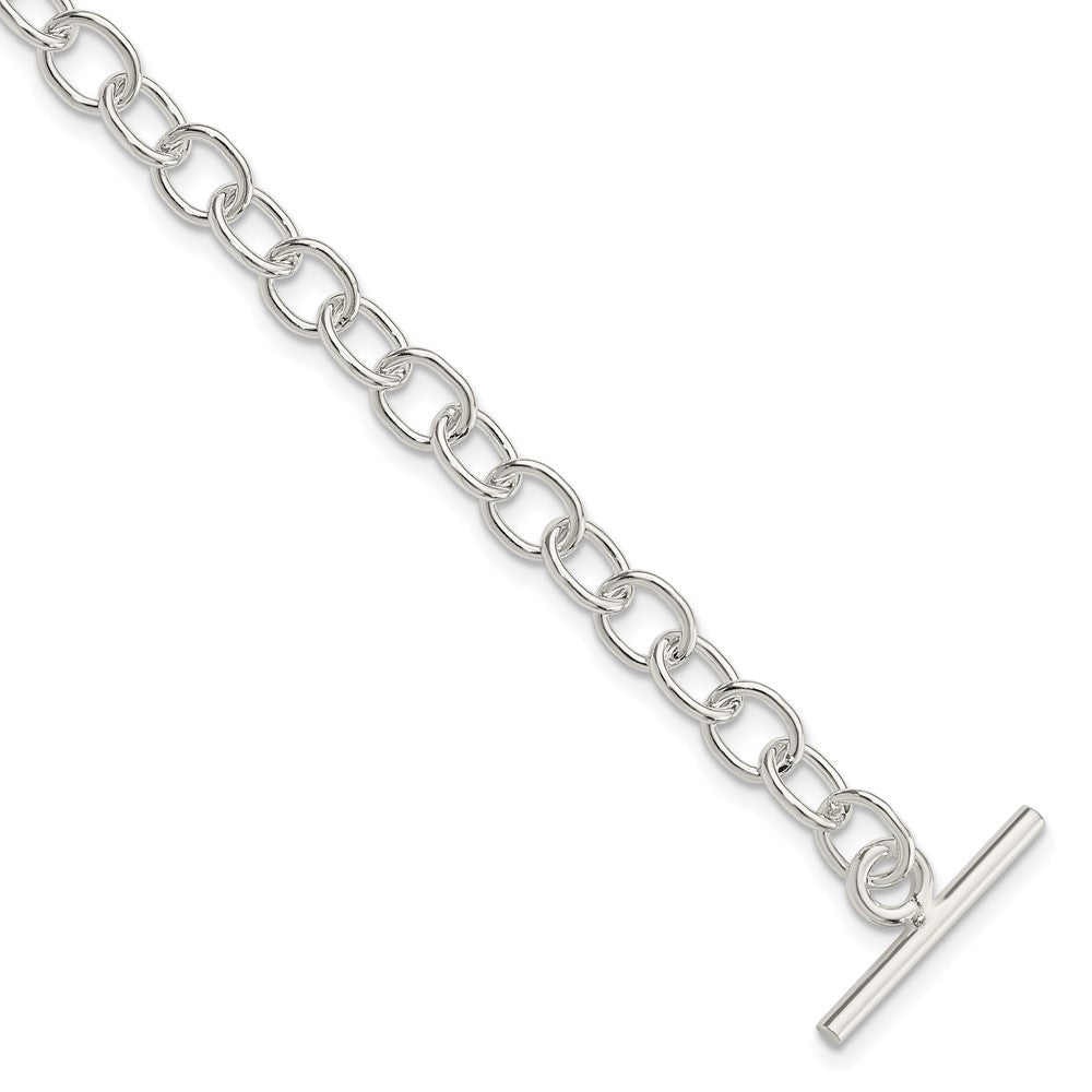 Sterling Silver Polished Fancy Link Toggle Bracelet, 7.5 x 6 mm