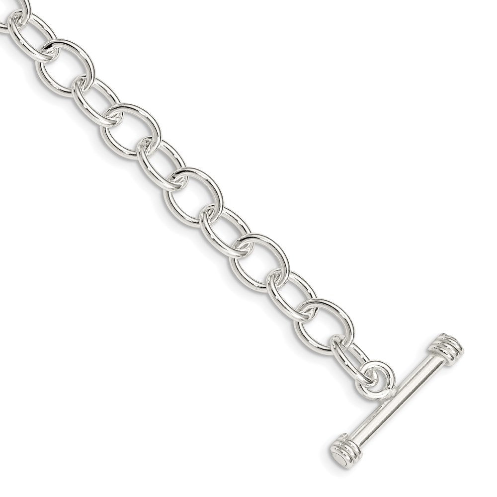Sterling Silver Polished Fancy Link Toggle Bracelet, 7.5 x 7.35 mm