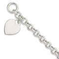 Sterling Silver Engraveable Heart Toggle Bracelet, 7.5 x 20 mm