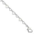 Sterling Silver Linked Heart Bracelet, 7.5 x 6 mm
