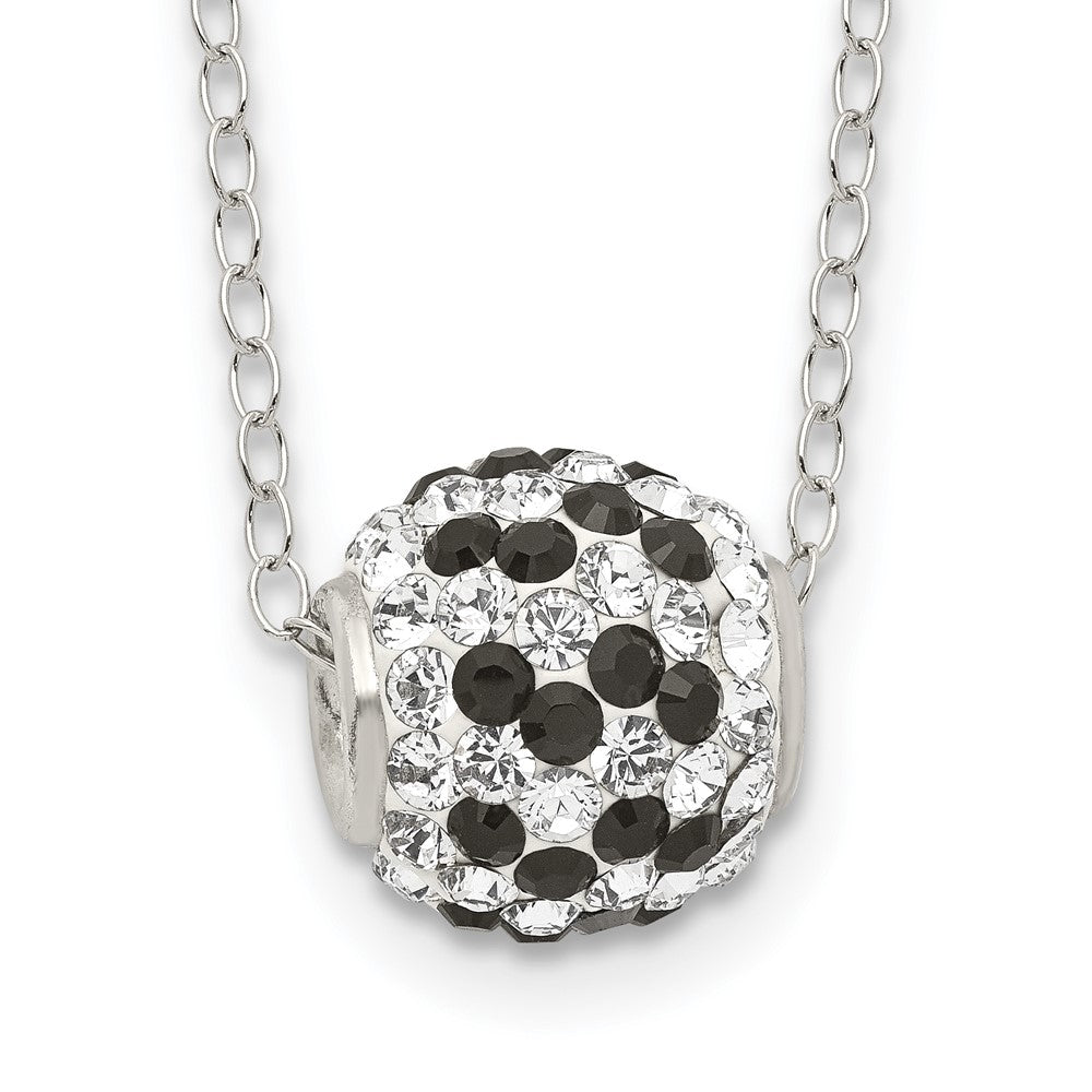 Sterling Silver Rhodium-plated Black and White Stellux Crystal Necklace, 18 mm