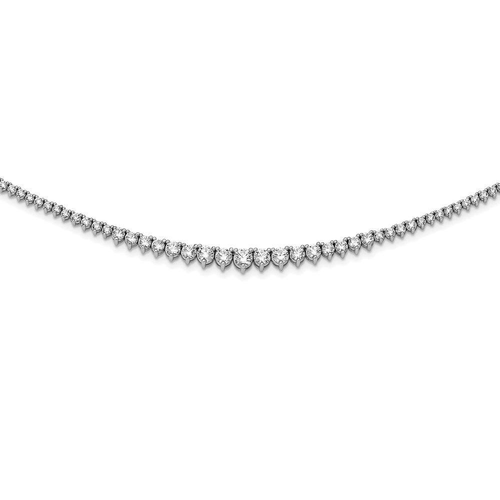 Sterling Shimmer Sterling Silver Rhodium-plated 17 inch 180 Stone Graduated CZ Necklace, 17 mm