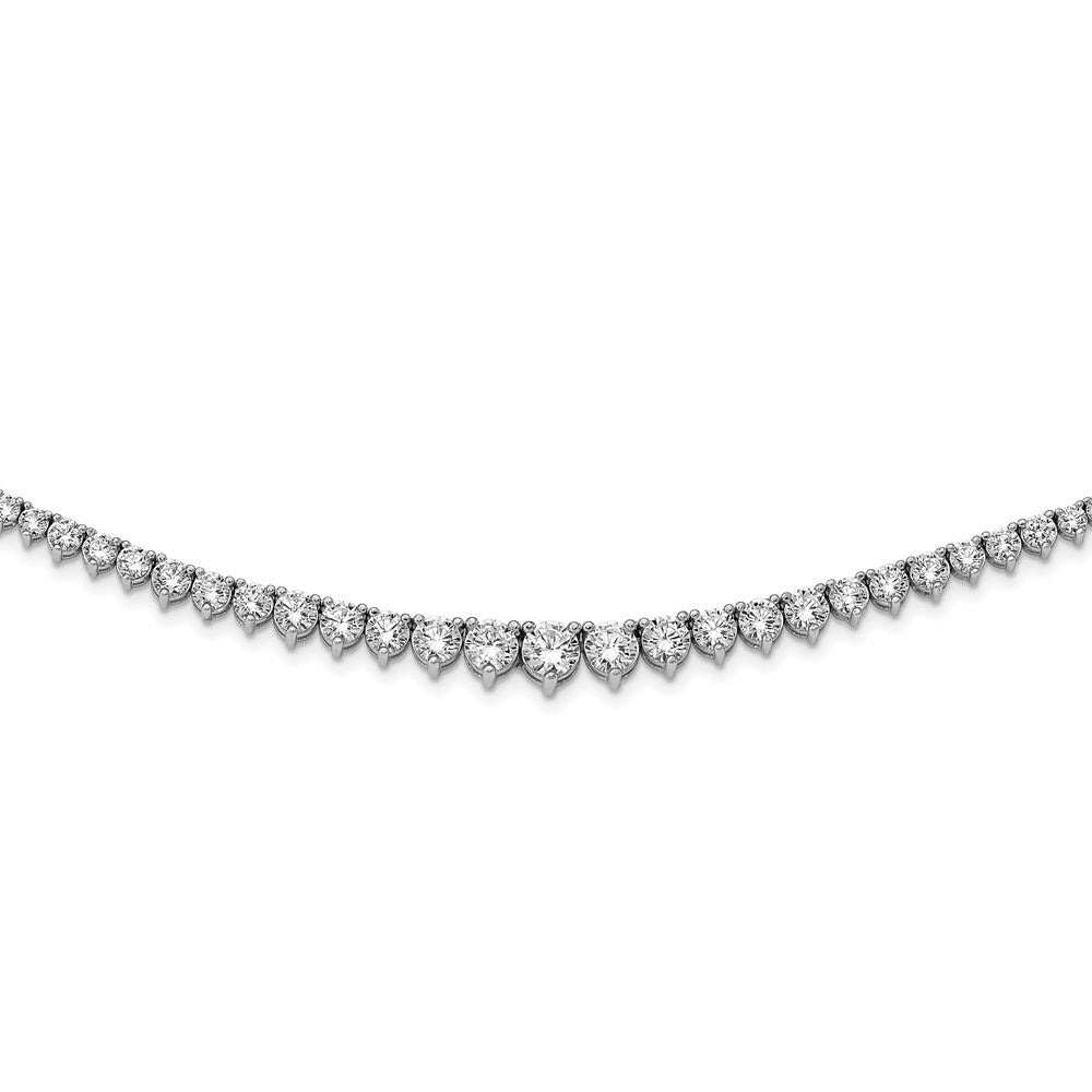 Sterling Shimmer Sterling Silver Rhodium-plated 17 inch 132 Stone Graduated CZ Necklace, 17 mm