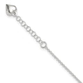 Sterling Silver Puffed Heart Dangle 9 inch Plus 1 inch Extender - Total 10 inch Anklet, 10 x 8 mm