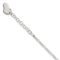 Sterling Silver Figaro with Heart Dangle 9 inch Plus 1 inch Extender - Total 10 inch Anklet, 10 x 11 mm