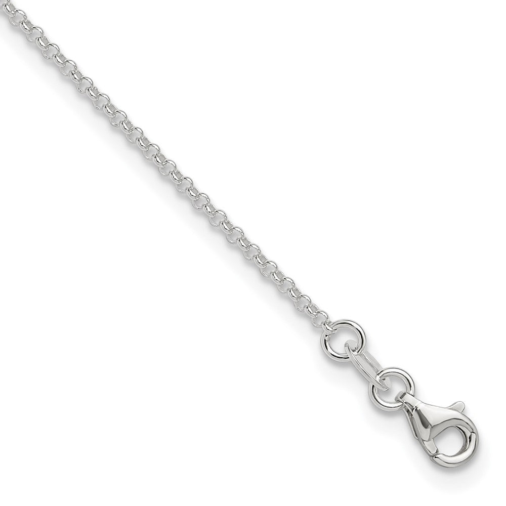 Sterling Silver 1.5mm Rolo Chain 9 inch Plus 1 inch Extender - Total 10 inch Anklet, 10 x 1.5 mm, 1.67 g