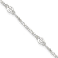 Sterling Silver Swirl Disc 9 inch Plus 1 inch Extender - Total 10 inch Anklet, 10 x 6 mm
