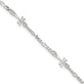 Sterling Silver Dragonflies 8 inch Plus 1 inch Extender - Total 9 inch Anklet, 9 x 7 mm
