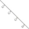 Sterling Silver Turtle Charms 9 inch Plus 1 inch Extender - Total 10 inch Anklet, 10 x 6 mm