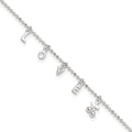 Sterling Silver LOVE Letters 10 inch Plus 1 inch Extender - Total 11 inch Anklet, 11 x 6 mm
