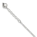 Sterling Silver Figaro with Puffed Heart Dangle 9 inch Plus 1 inch Extender - Total 10 inch Anklet, 10 x 8 mm