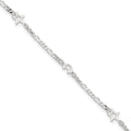 Sterling Silver Moon and Star 9 inch Plus 1 inch Extender - Total 10 inch Anklet, 10 x 6 mm