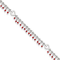 Sterling Silver Red Beads and Heart 10 inch Plus 1 inch Extender - Total 11 inch Anklet, 11 x 2 mm