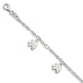 Sterling Silver Polished Elephants with 1in ext. Children's Bracelet, 6 x 10 mm