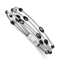 Sterling Silver Ruthenium-plated Bead Slide Clasp Bracelet, 7.5 x 7 mm