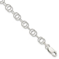 Sterling Silver Polished and Textured Fancy Bracelet, 7.5 x 7 mm, 4.6 g