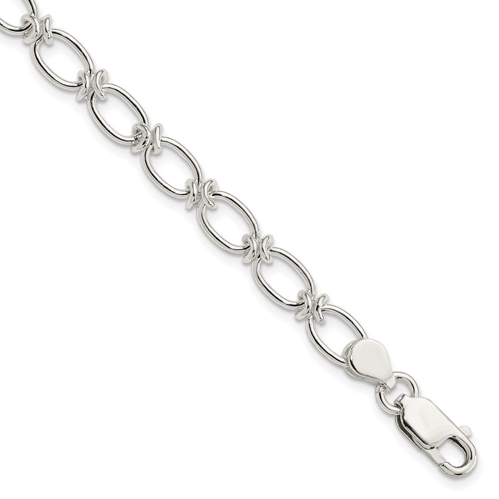 Sterling Silver Polished Oval Link Bracelet, 7.5 x 5 mm