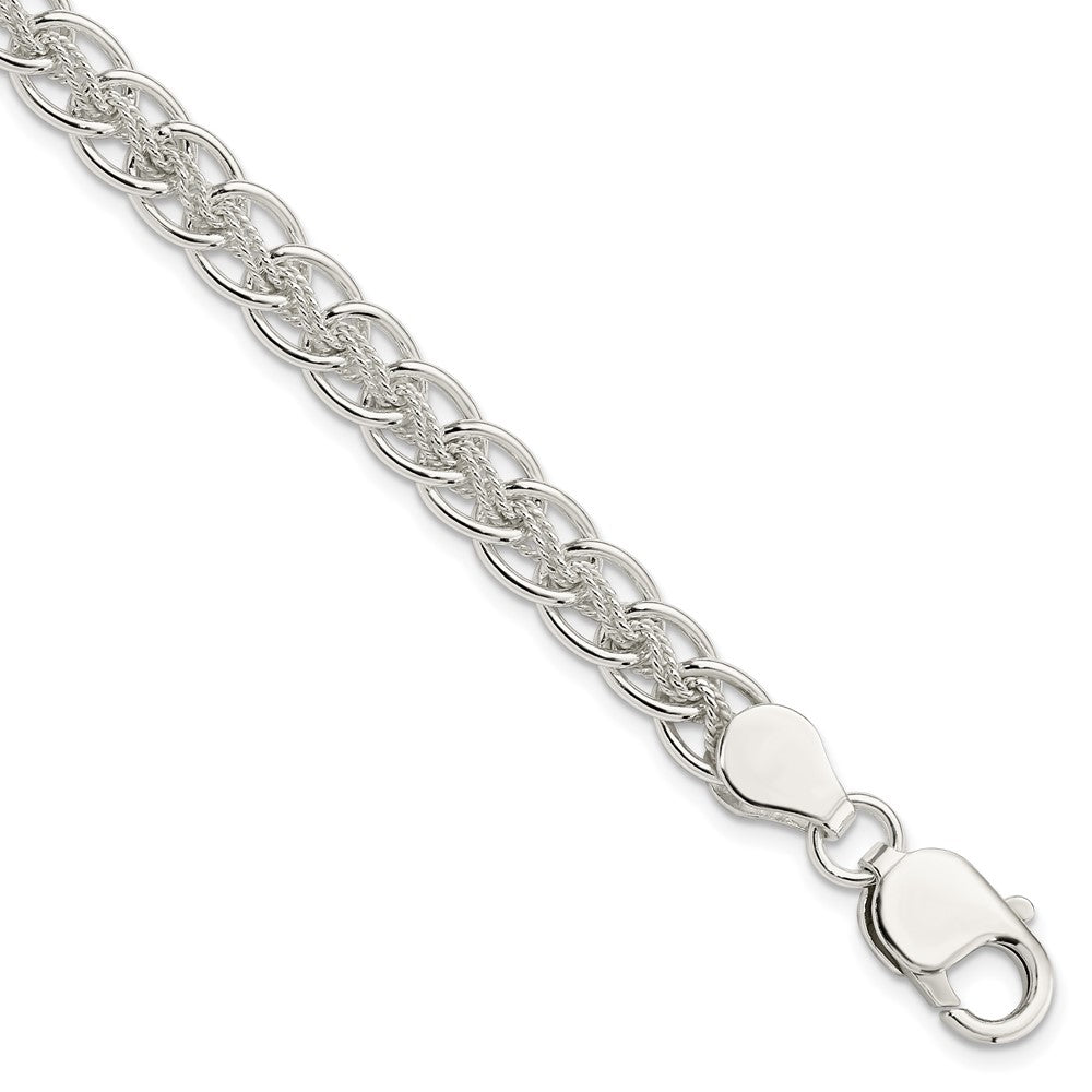 Sterling Silver Polished and Textured Fancy Bracelet, 7.5 x 7 mm, 13.39 g