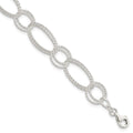 Sterling Silver Textured Double Link Bracelet, 7 x 12 mm