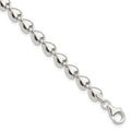Sterling Silver Polished Heart Bracelet, 7.5 x 6 mm