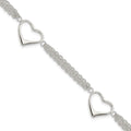 Sterling Silver Heart Bracelet, 7.5 x 4 mm