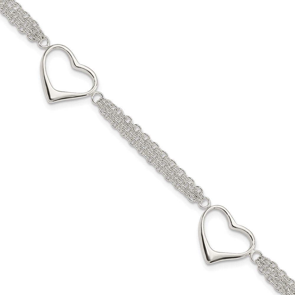 Sterling Silver Heart Bracelet, 7.5 x 4 mm