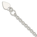 Sterling Silver Polished Heart Bracelet, 7.5 x 15 mm