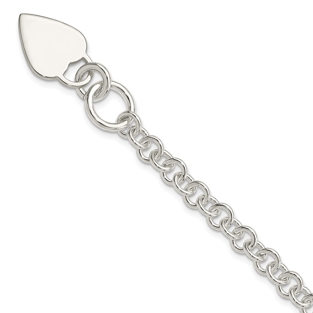 Sterling Silver Polished Heart Bracelet, 7.5 x 15 mm