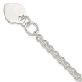Sterling Silver Polished Engraveable Heart Bracelet, 7.5 x 19 mm