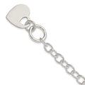 Sterling Silver Polished Engraveable Heart Bracelet, 7.5 x 21 mm