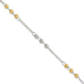 Sterling Silver Gold-tone Textured Beaded Bracelet, 7 x 2 mm