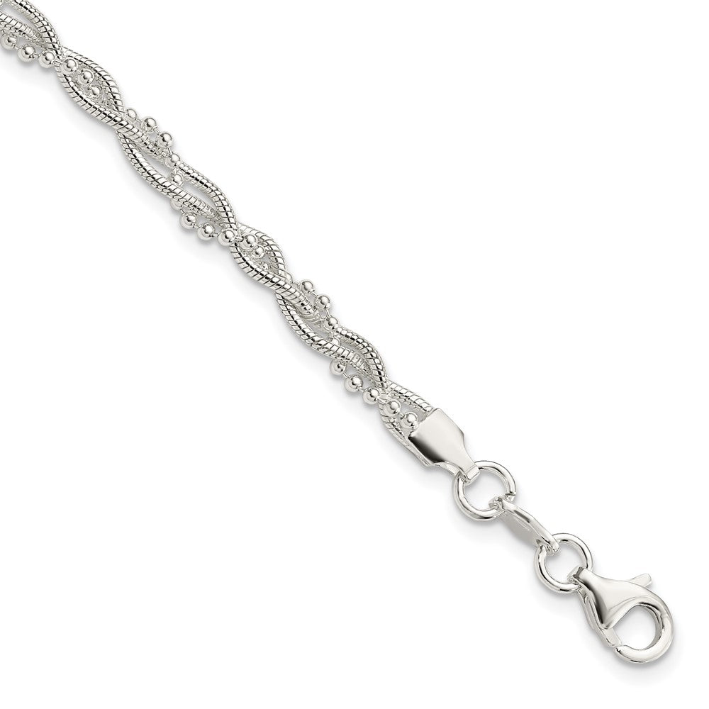 Sterling Silver Fancy Braided Bracelet, 7.5 x 5 mm
