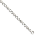 Sterling Silver Polished and Brushed Hearts and Circles Bracelet, 7.5 x 6 mm