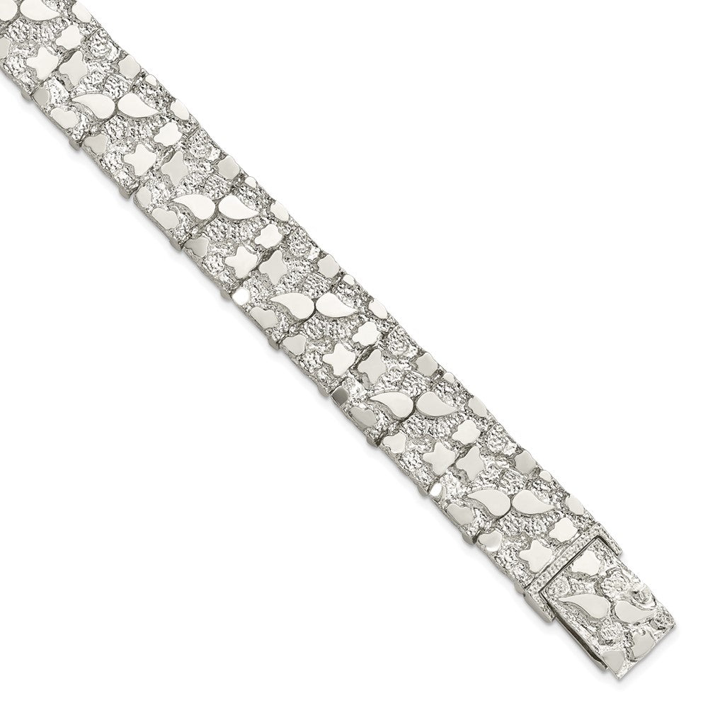 Sterling Silver 15mm Nugget Bracelet, 8.5 x 15 mm