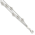 Sterling Silver Polished Bead Snake Chain Bracelet, 7.5 x 6 mm