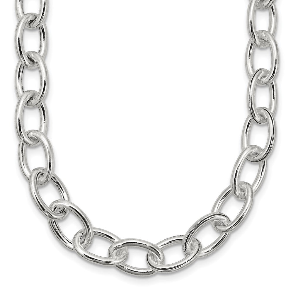 Sterling Silver Open Link Cable 8.50mm Necklace, 18 x 8 mm