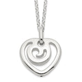 Sterling Silver Polished Heart Pendant Necklace, 16 mm