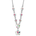 Sterling Silver Stellux Multicolor Crystal Flower w/ 2in ext. Necklace, 20 mm