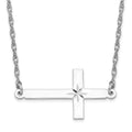 Sterling Silver Rhodium-plated Large D/C Sideways Cross Necklace, 18 x 13.5 mm