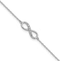 Sterling Silver Rhodium-plated with CZ Infinity w/ 1 IN EXT Bracelet, 8 x 5.3 mm