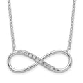 Sterling Silver Rhodium-plated with CZ Infinity w/ 2 IN EXT Necklace, 18 x 22 mm