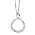Sterling Silver Rhodium-plated with CZ Infinity w/ 2 IN EXT Necklace, 18 x 4 mm