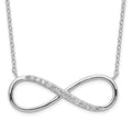 Sterling Silver Rhodium-plated with CZ Infinity w/ 2 IN EXT Necklace, 18 x 27 mm